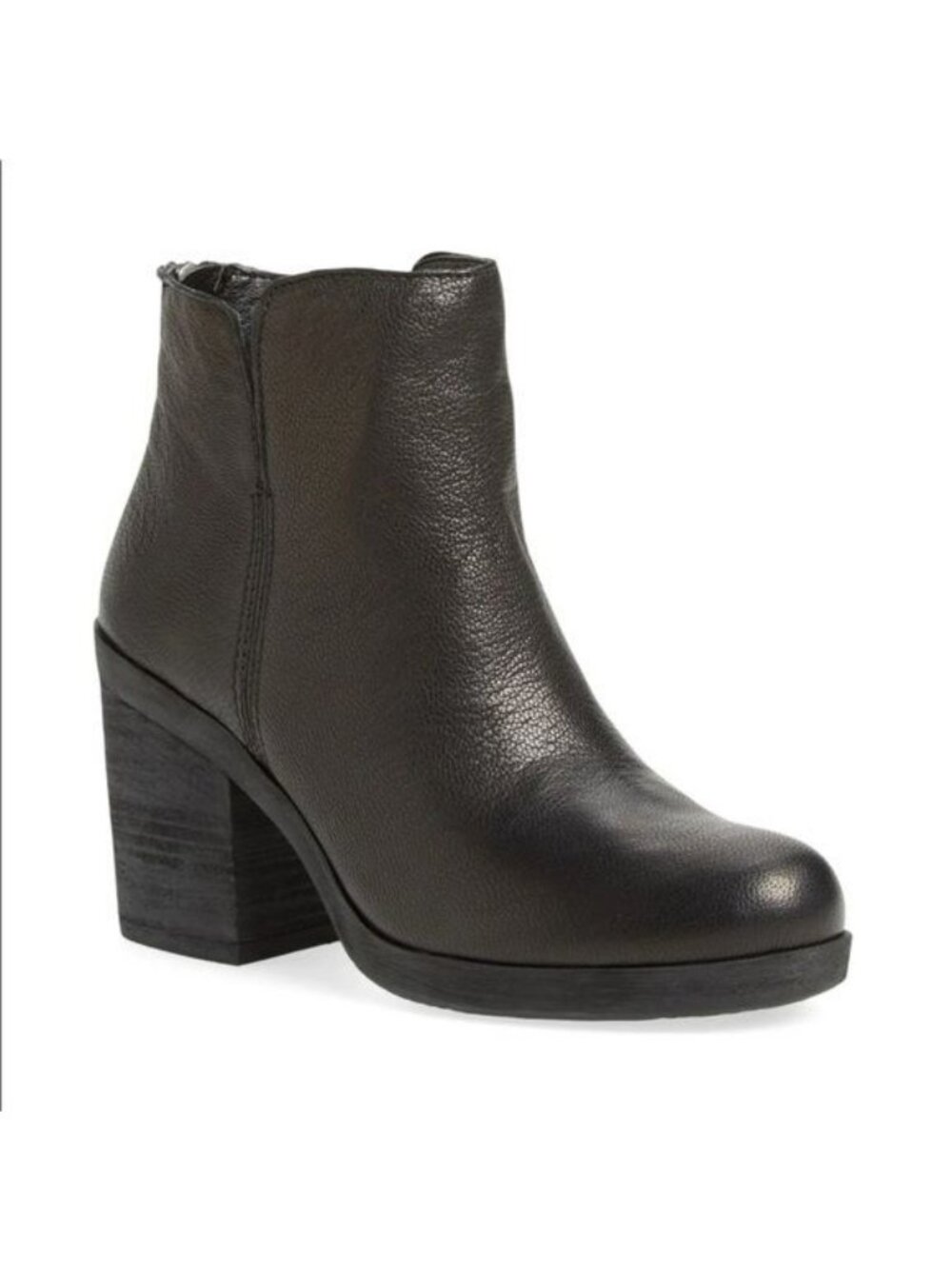 Lucky Brand Orsann Women 8.5 Black Leather Ankle Boots Block Heel Biker Fairy